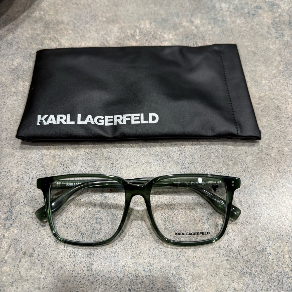 Karl Lagerfeld Olive Green Eyeglasses with Black Pouch